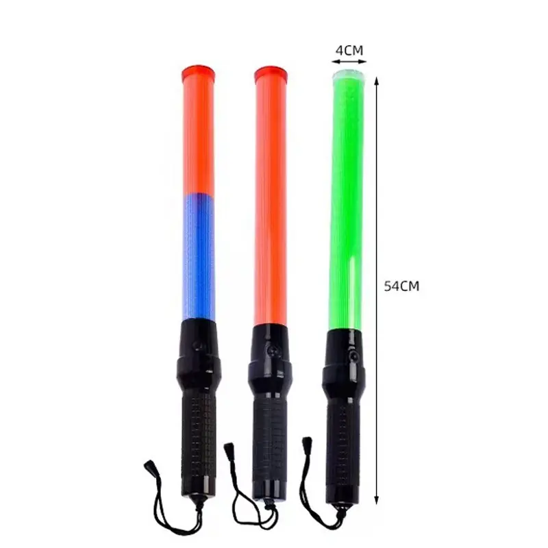 The LED baton flashes as a warning baton