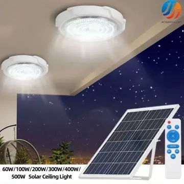 LED Solar Ceiling Light With Remote Control Outdoor Home Roof Pendant Light Garden Decoration