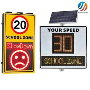 Solar Radar Speed Sign for School Zone Slow Down Warning sign for Road Safety
