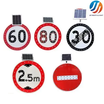 Solar Powered Circular LED Speed Limit Sign Height Limit Traffic Sign