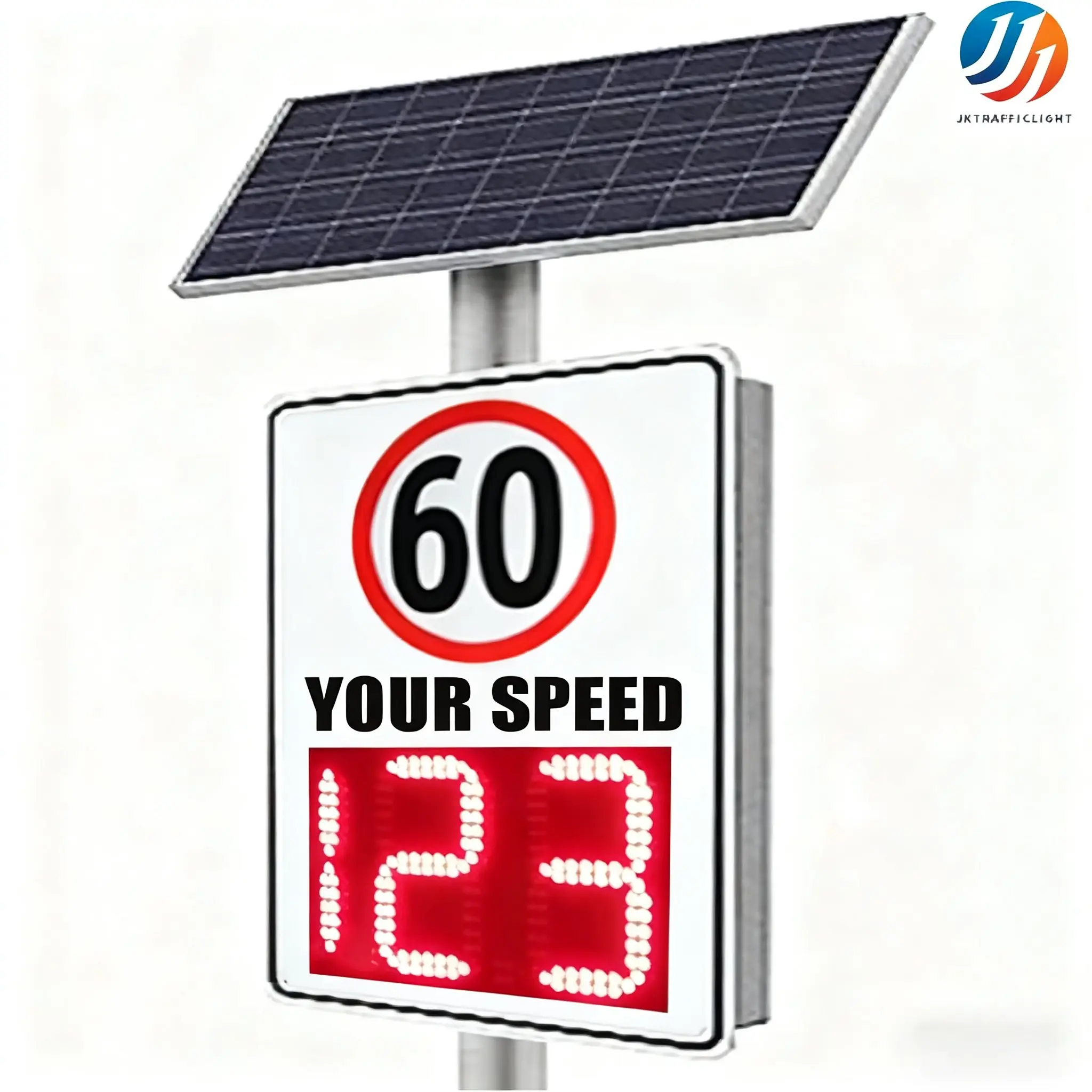 white digit radar speed display