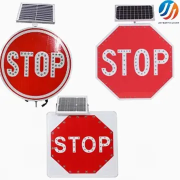 Solar Powered Led LED Traffic Sign Board with Light Outdoor Slow Down STOP Warning Sign For road Safety
